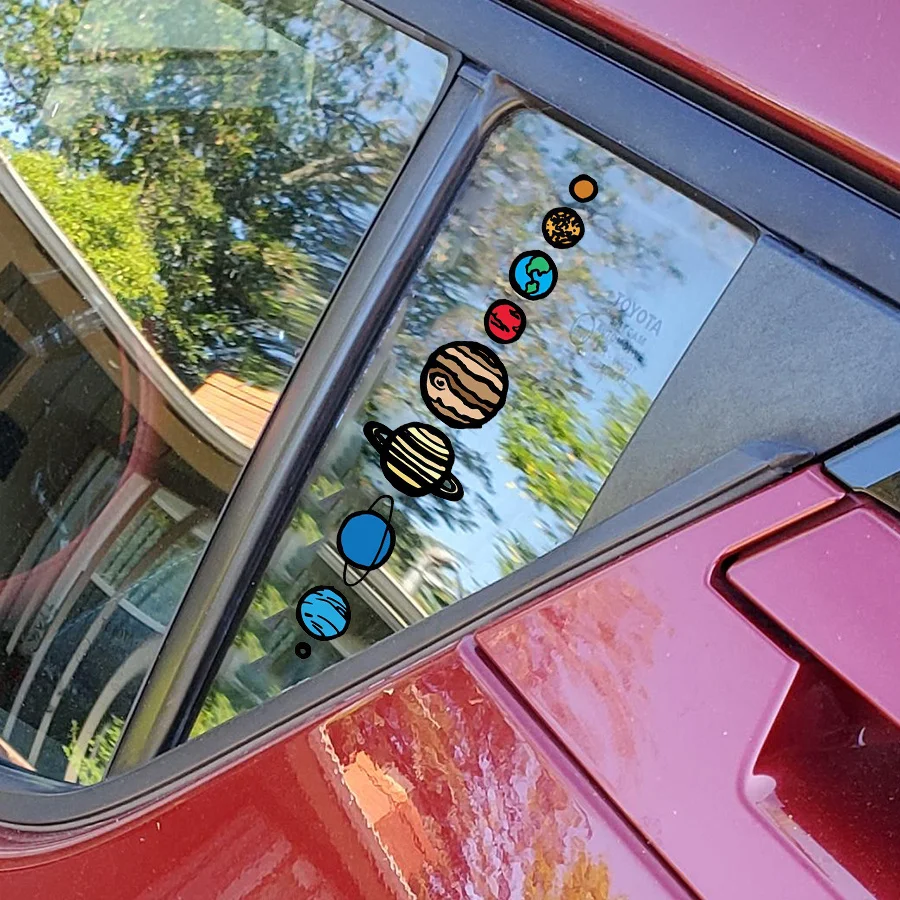 1Pc Cute Cartoon Solar System Planet Bike Frame Sticker for Cycling Enthusiast Decor