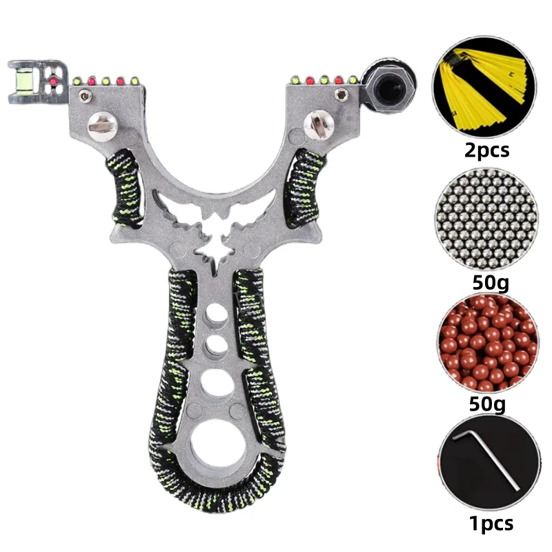 

Strong Alloy Catapult Professional Laser Slingshot Rubber Strap Set Outdoor Hunting Shooting Bow High-precision Hunting Aiming