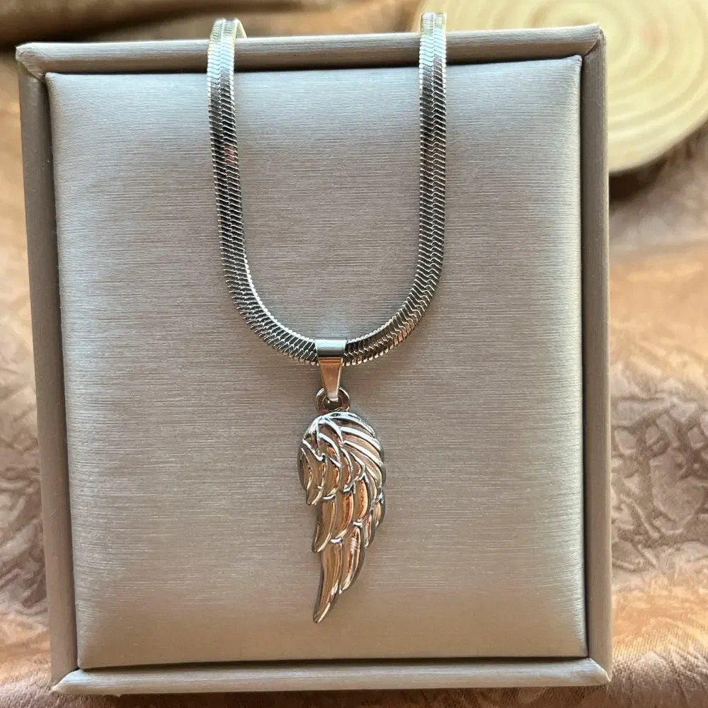 Stainless Steel Silver Gold Color Heavenly Angel Wings Pendant Blade Chain Necklaces for Women Girl Fashion Jewelry Dropship