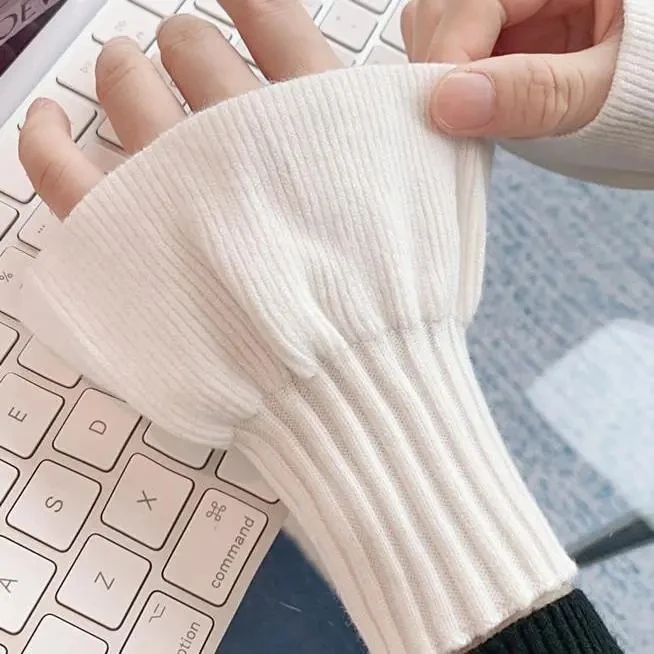 زوج واحد جديد من الأكمام القابلة للفصل للنساء باللون الأسود/الأبيض وأكمام مرنة مريحة للخريف والربيع وأكمام دافئة