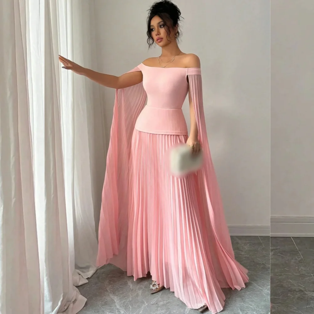 

Customized Classic Exquisite Jersey Pleat A-line Off-the-shoulder Long Dresses Bespoke Occasion Intricate