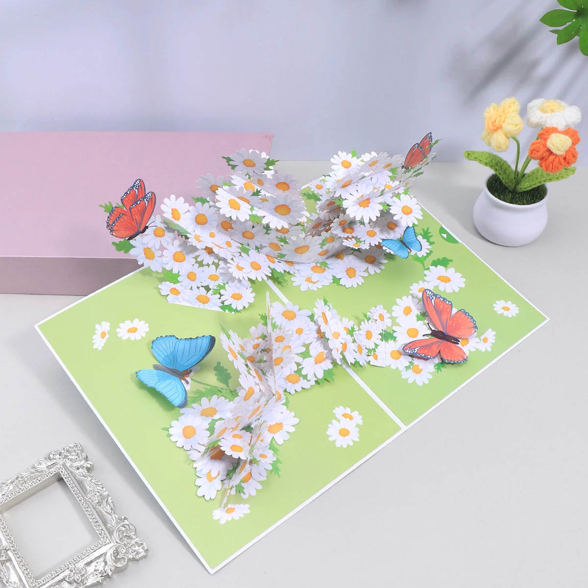 

3D-открытка ко Дню матери с бабочкой Дейзи, рукописное сообщение, креативная открытка ручной работы, подарок-сюрприз для мамы, в комплект входит конверт