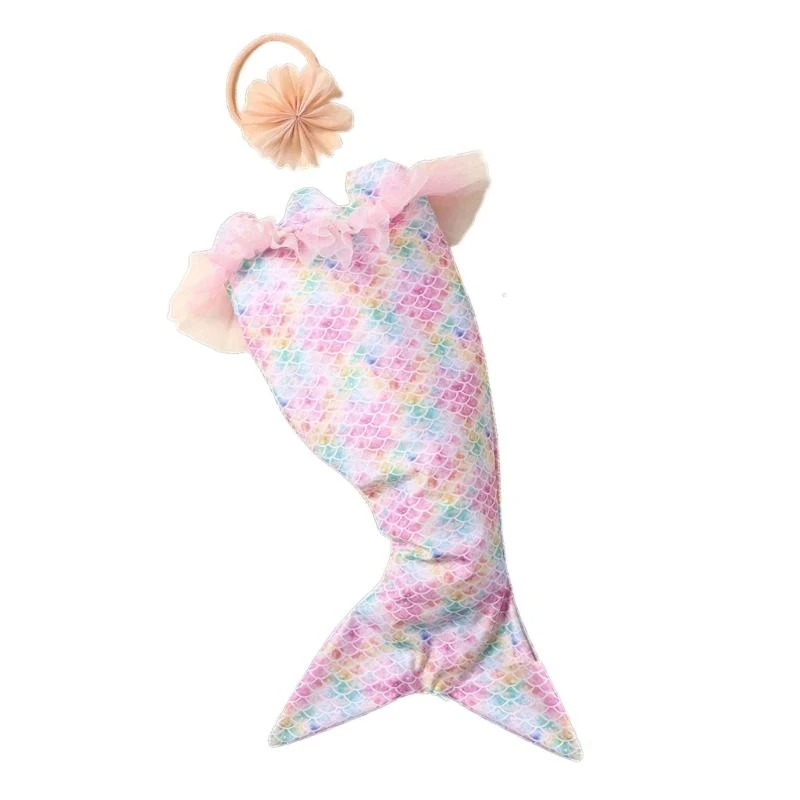 

Набор для фотосессии новорожденных, костюм русалки, повязка на голову с цветком, реквизит для фотосессии, костюм для детской для