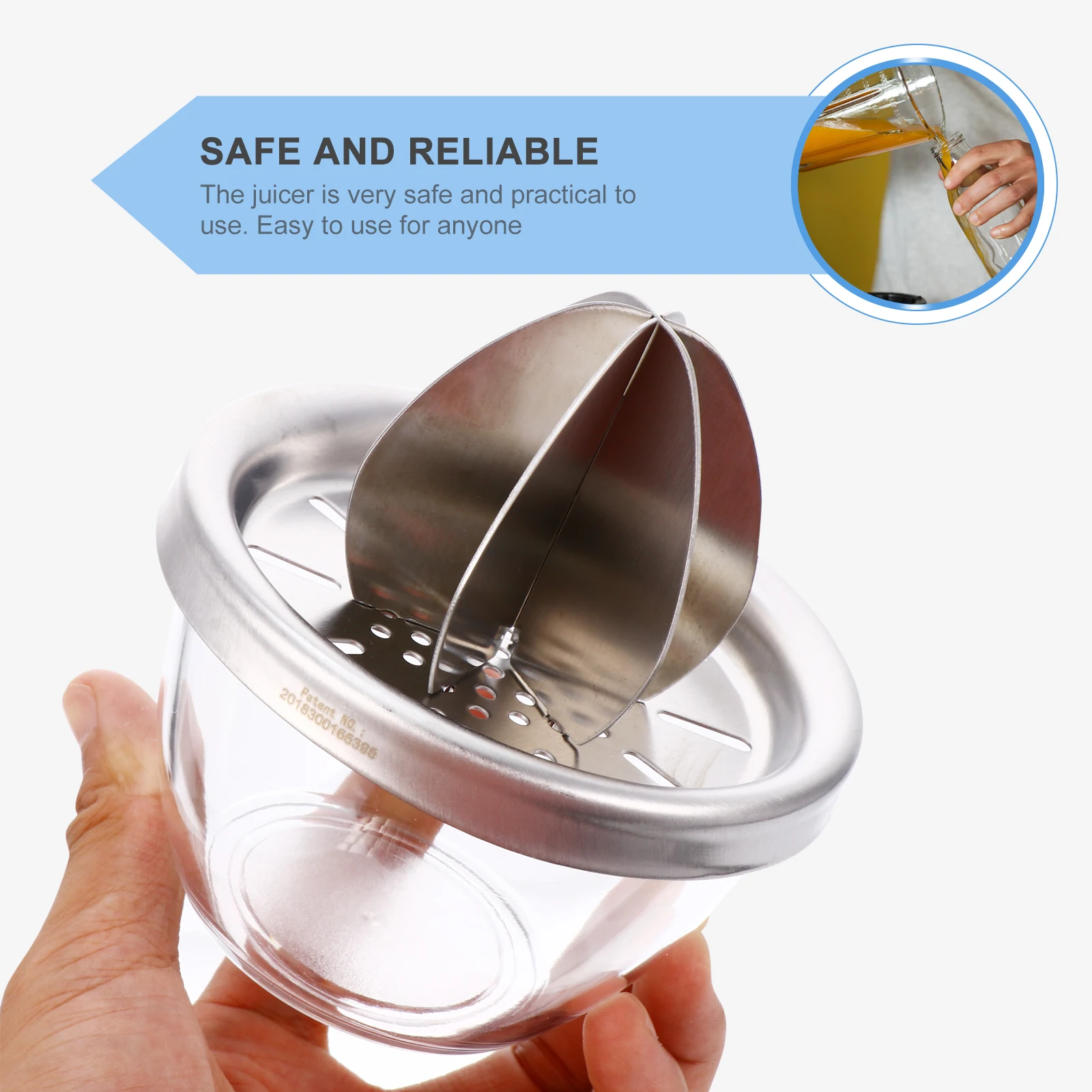 

Stainless Steel Manual Juicer H Squeezer for Lemon Fruit Acrylic Easy Clean Kitchen Bar Camping Picnic Gift