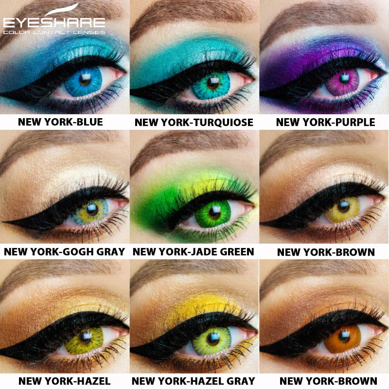 EYESHARE Color Contact Lenses For Eyes NewYork Pro Colored Lenses Blue Green Multicolored Lenses Contact Lens Beauty Makeup