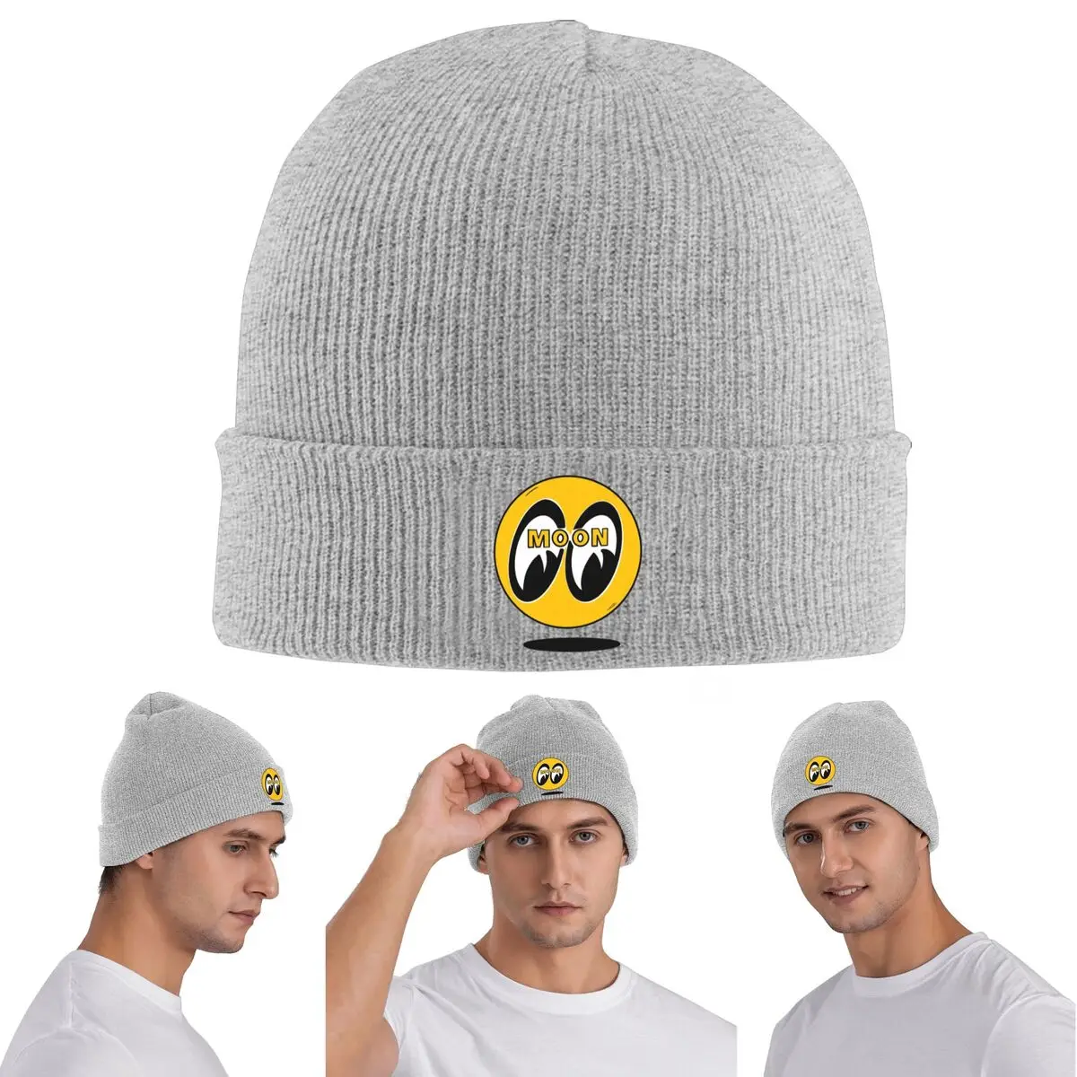 Gorro de punto cálido con logotipo de Hot Rod famoso de ojos de luna, gorro de punto para invierno, gorros, gorros de Hip Hop para Unisex