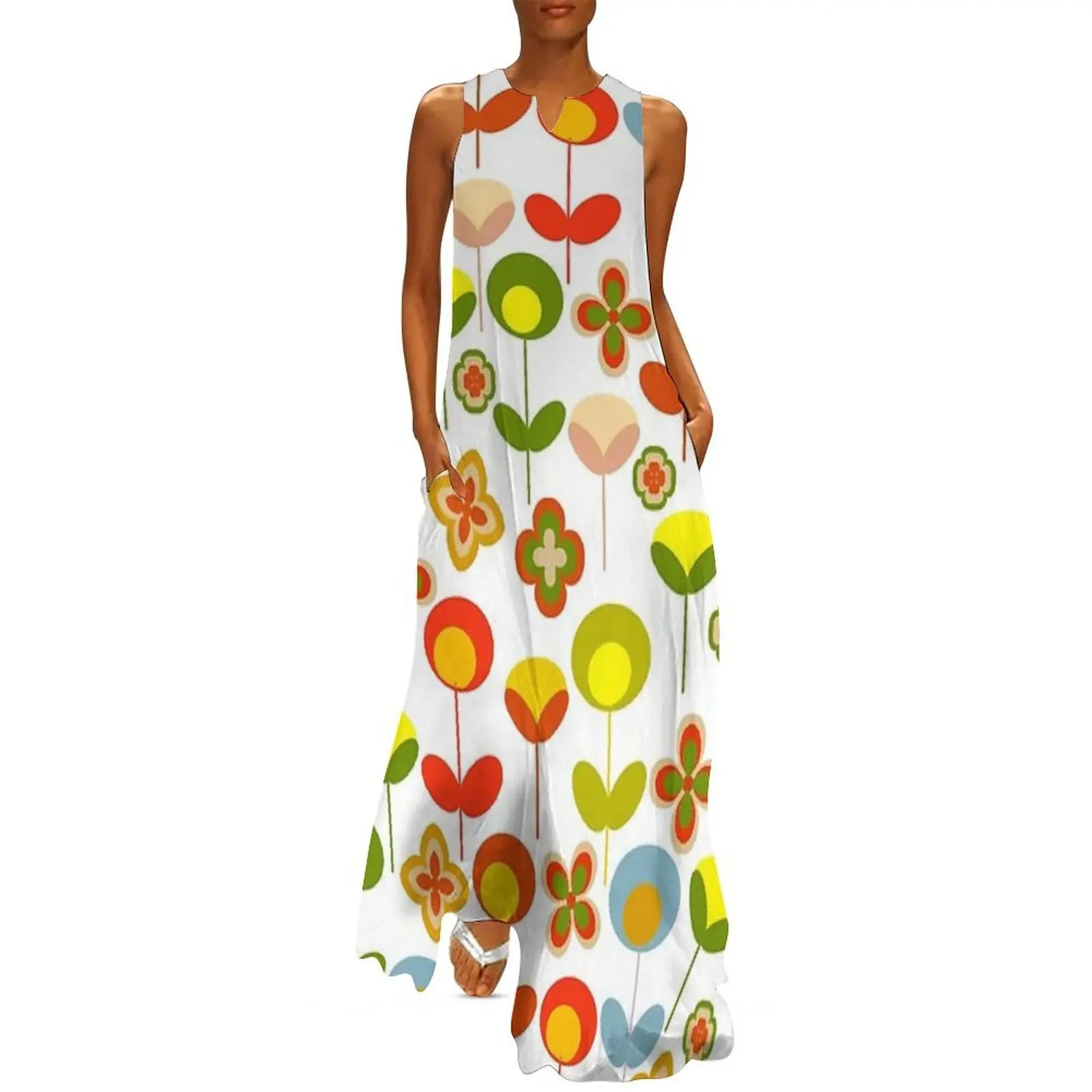 

Mid-Century Modern Art Retro 60s/70s Flower Pattern 2.0 Long Dress sexy dress elegant dresses plus sizes women's fashion dresses