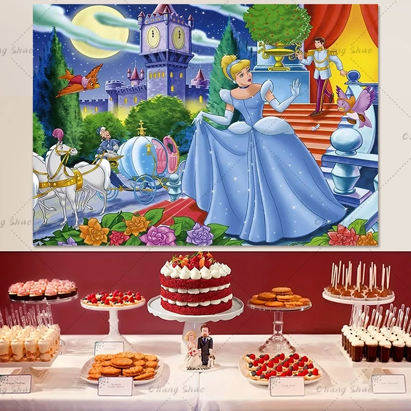 Fairy Tale Cinderella Princess Theme Birthday Party Vinyl Background Baby Shower Photography Props Decor Supplies Photo Poster