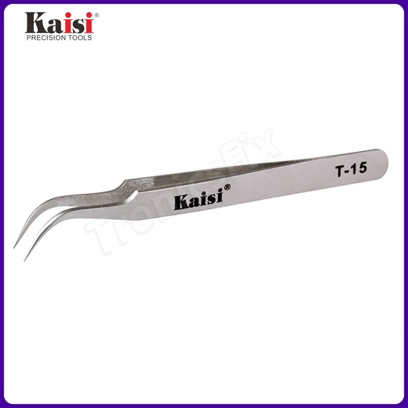 Kaisi T-11 T-15 High Precision Stainless Steel Curved Straight Tweezers For Cell Phone Tablet Computer Repair Hand Tools