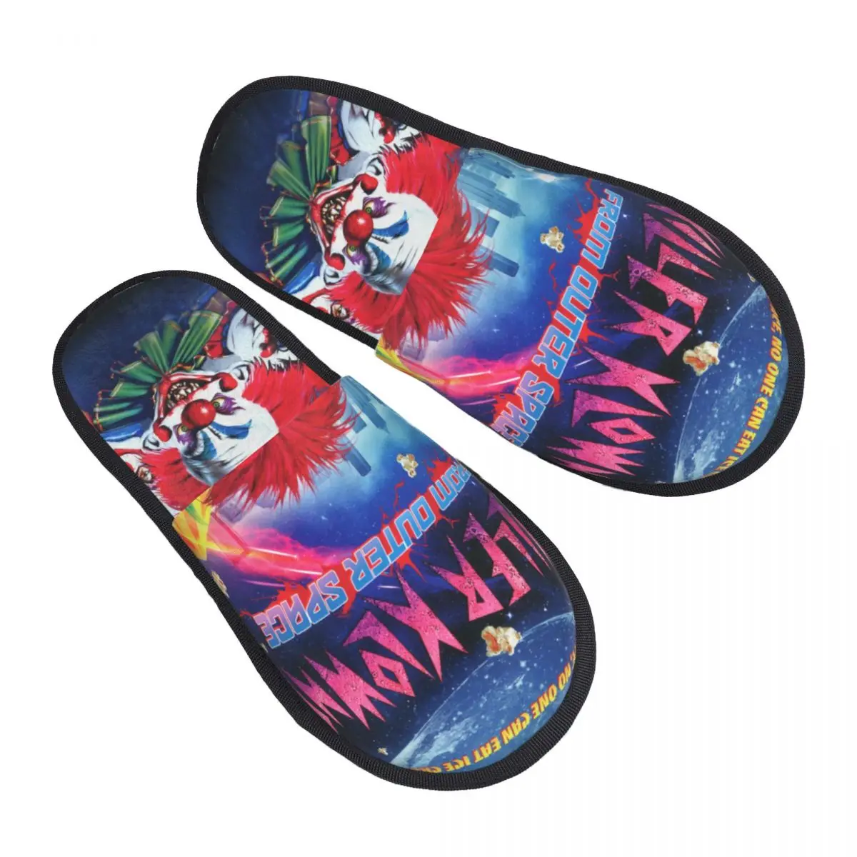 Killer Klowns de la película de terror del espacio exterior para hombres y mujeres, zapatillas peludas, cómodas, especiales, para el hogar