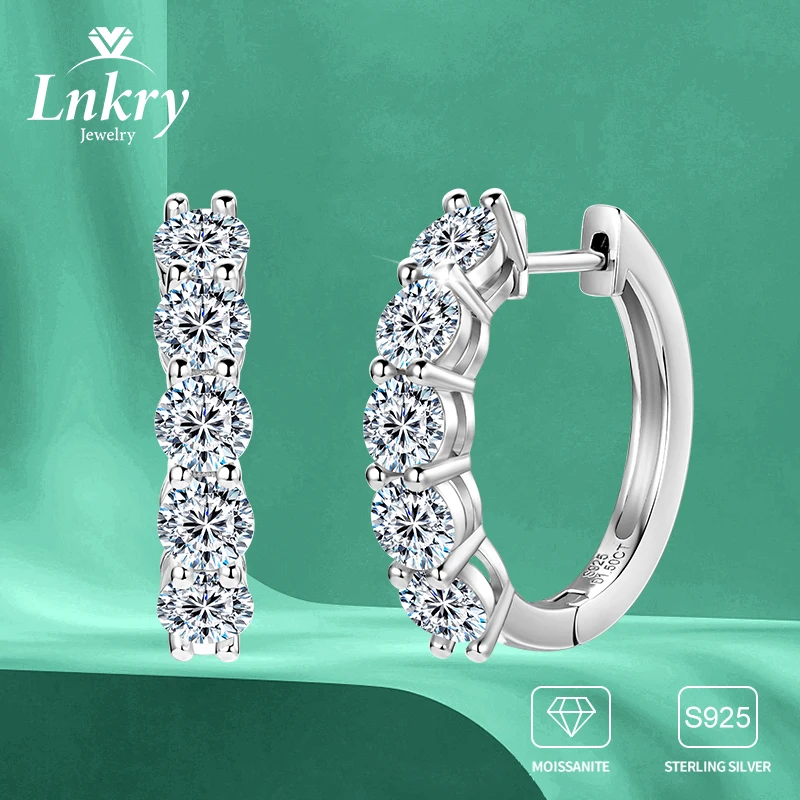 

Lnkry круглые серьги-кольца с муассанитом 4 мм для женщин, серьги-кольца из стерлингового серебра 925 пробы, один ряд, камень, ювелирные изделия для ушей, подарок