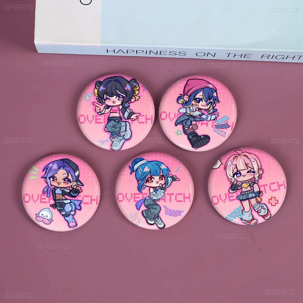 Pop Game O-Overwatch Round Button Pins Slogan Creative Brooches Backpack Clothes Decoration Fashion Cartoon Jewelry Gifts