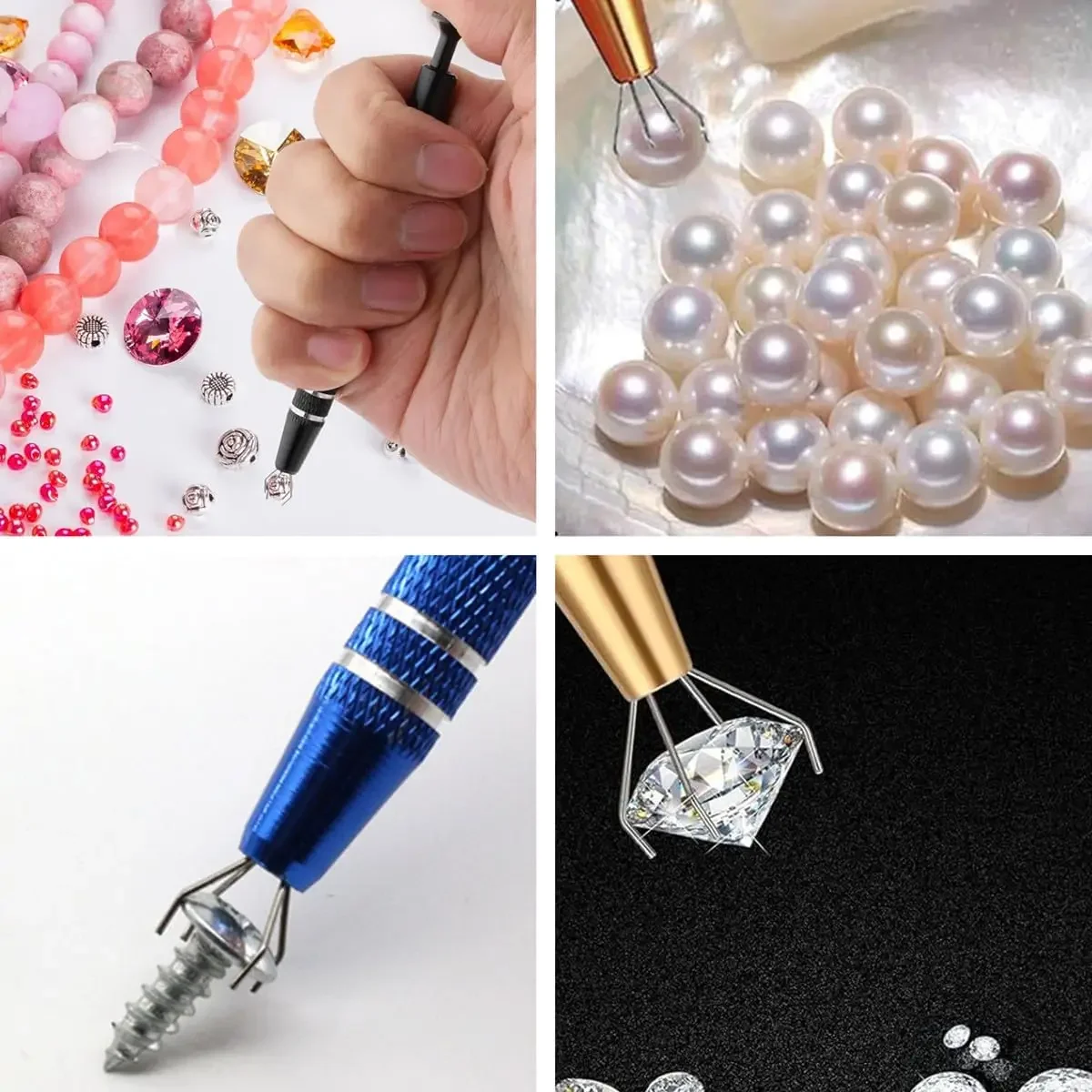 Porta gioielli professionale Piercing Ball Grabber Vite Perlina Pick Up Penna Strumento Pinza Pinzette con 4 artigli Strumento di creazione fai da te