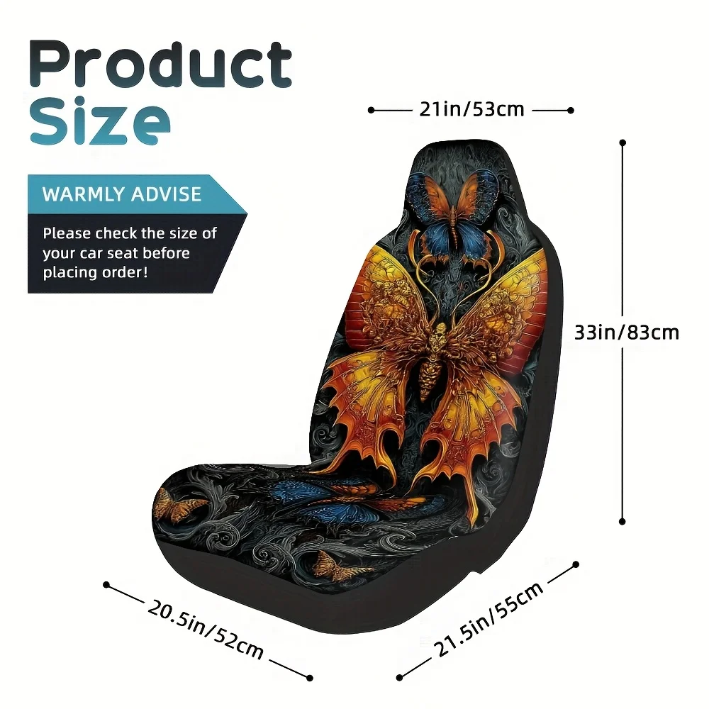 2pcs, Fashionable Fantasy Butterfly Print Car Seat Covers, Fit For Sedan SUV Truck, Easy To Clean, Four Seasons Use, Giving Car