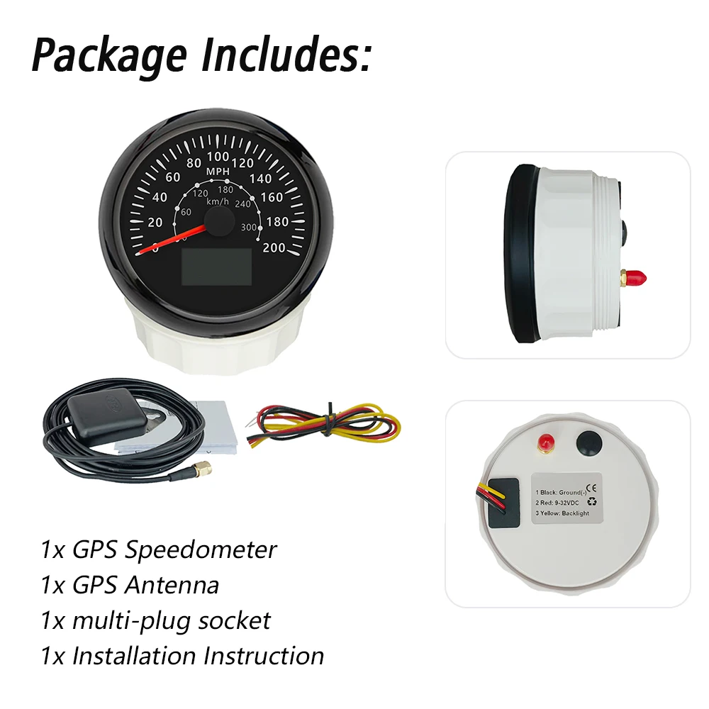 Rhaxel 85mm GPS Speedometer KNOTS KM/H MPH with COG TRIP Odometer with 7 Colors Backlight 12V 24Volt for Cars RV Boats