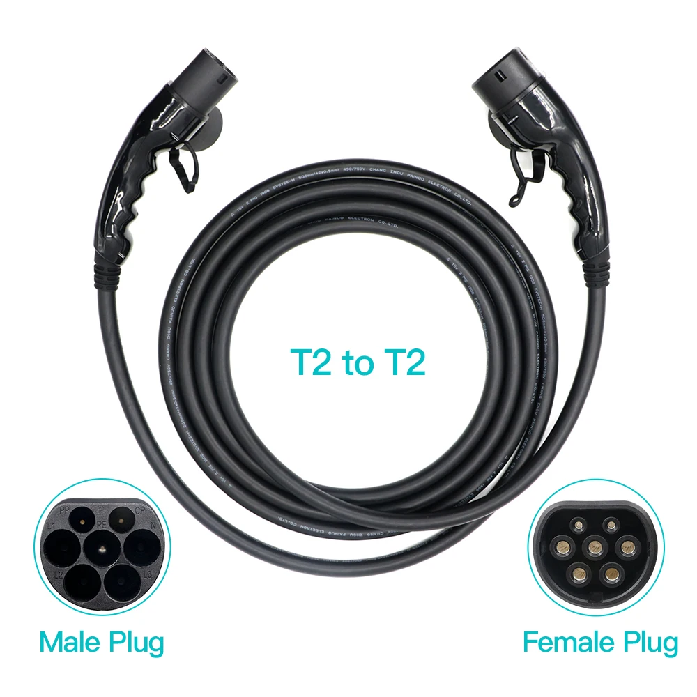 32A 22KW EV Charger Cable Type 2 Fast  Charging Station Male To Type 2 Car Female IEC 62169-2 Standard For Electric Vehicle