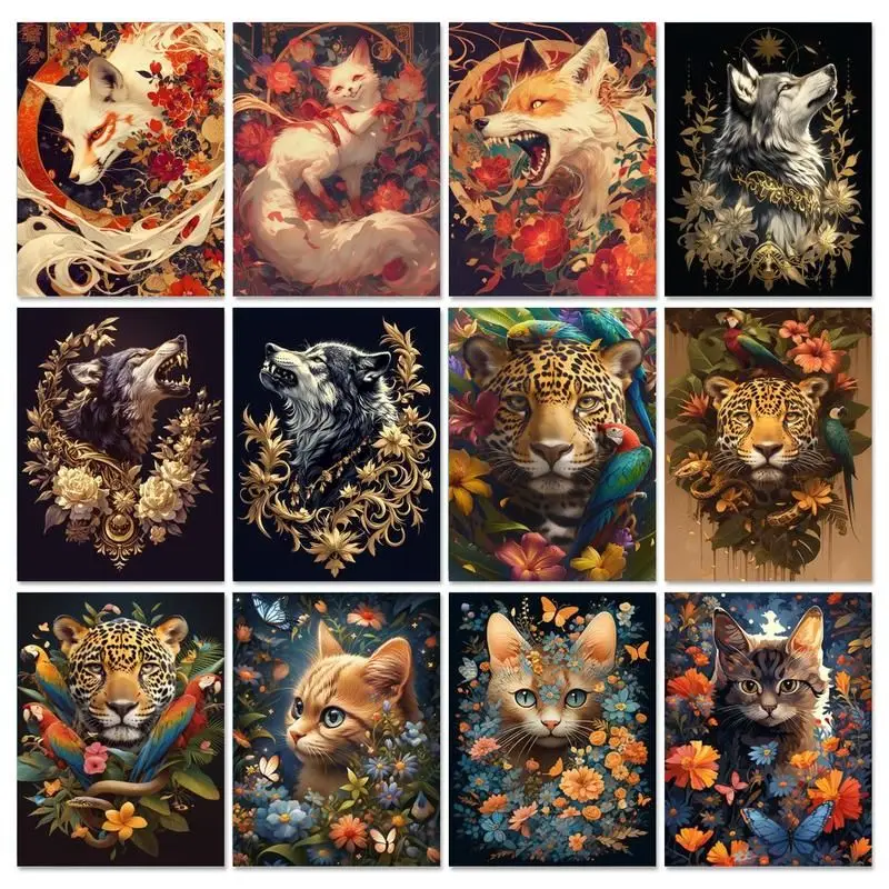 

GATYZTORY Diy Painting By Numbers Unframe Fox Cat Acrylic Paint By Numbers Animals Handicrafts Canvas Painting For Home Decors