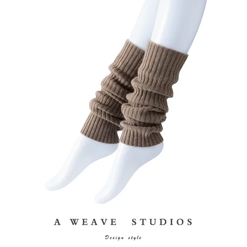 Tcyeek 100% Cashmere Socks Women Leg Protectors Stacked Socks Autumn Winter Preppy Style Socks High Quality Cashmere Knitwear