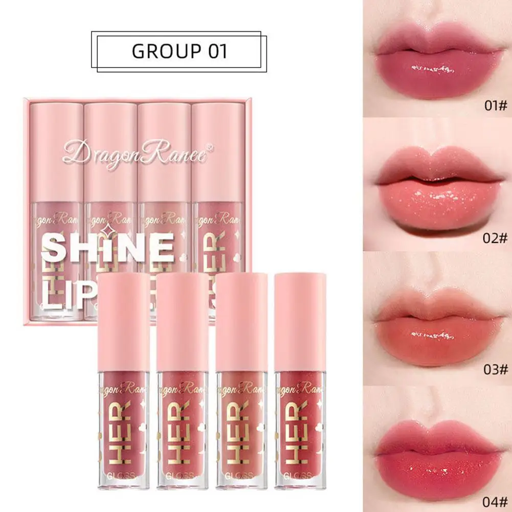 Lip Gloss Set Whitening Lipsticks Non-stick Cup Lip Glaze Moisturizing Lip Tint Shine Glitter Lipstick Set Women Makeup Cosmetic