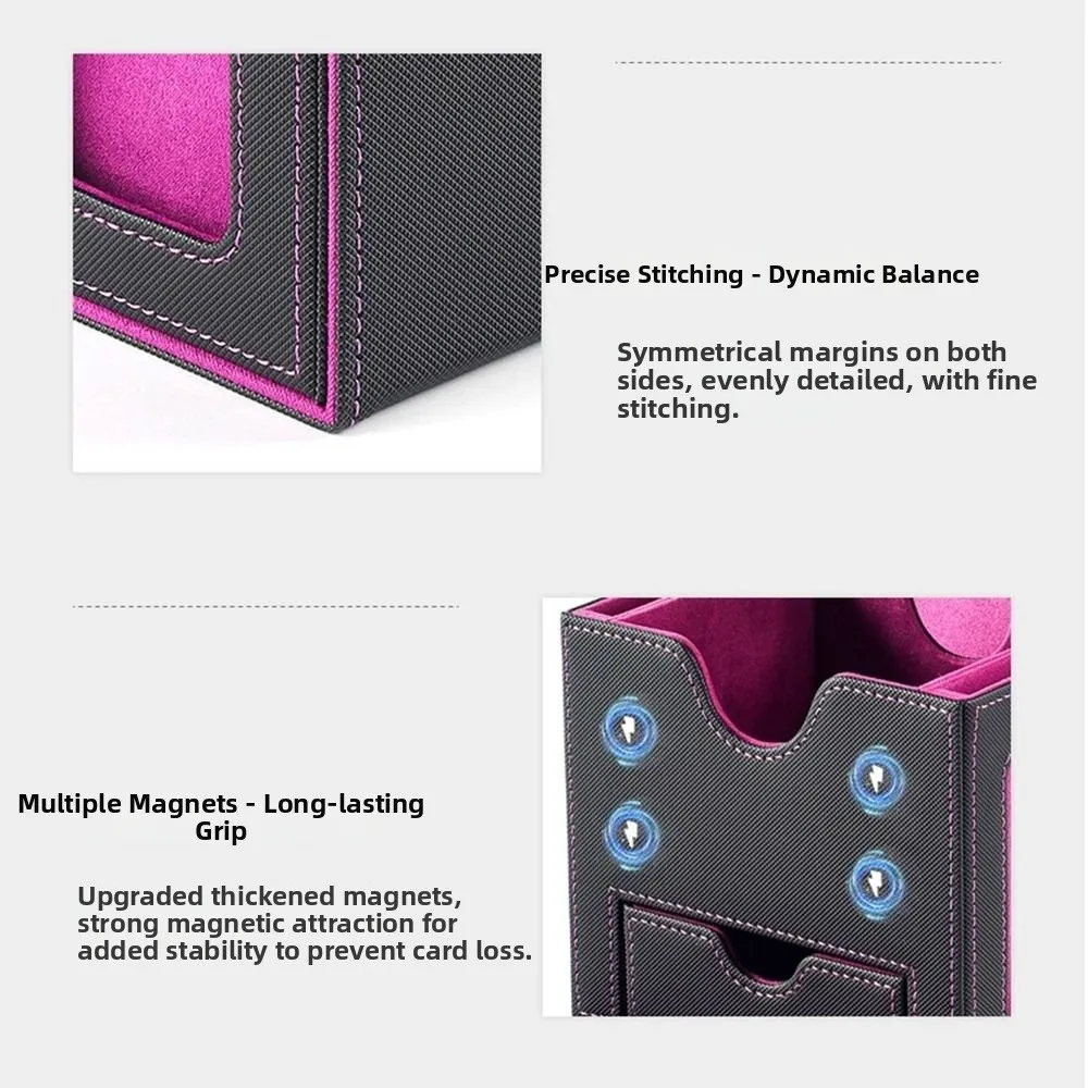 PU Leather Card Deck Box Flannel Collection Game MTG Trading Card Holder Holds 100Cards Card Stacking Storage Box Children