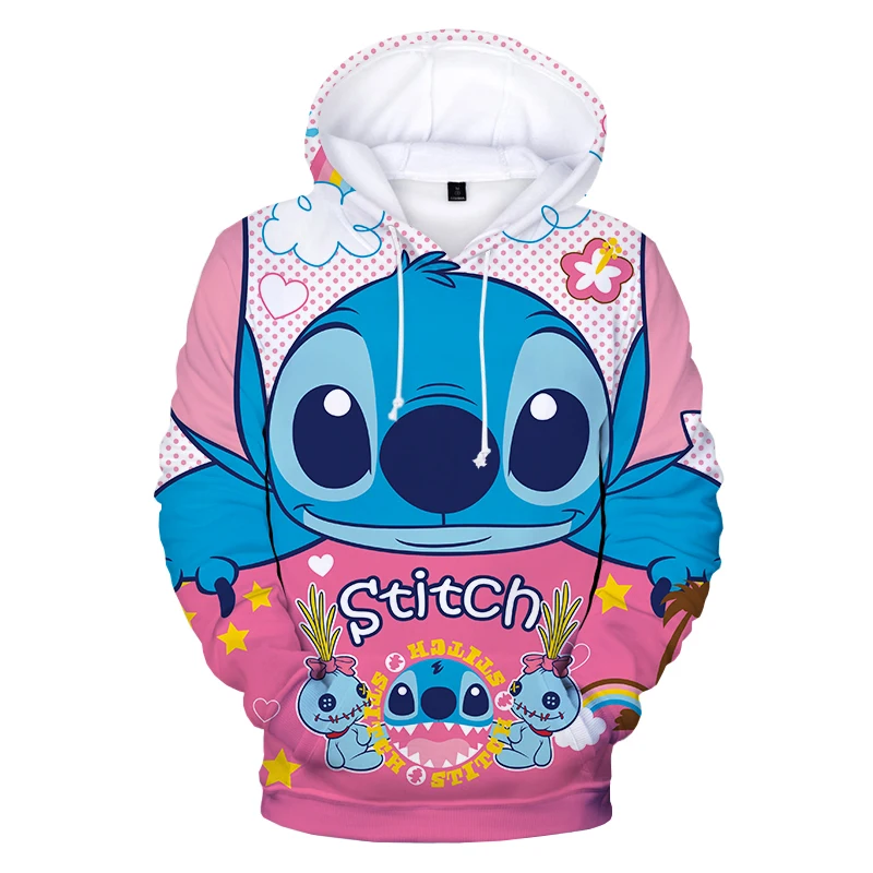 

Disney's New Cartoon Stitch Stitch Series 3D Digital Print Loose Hoodie Hooded Sweatshirt Children's Clothing Onlyfans Cosplay