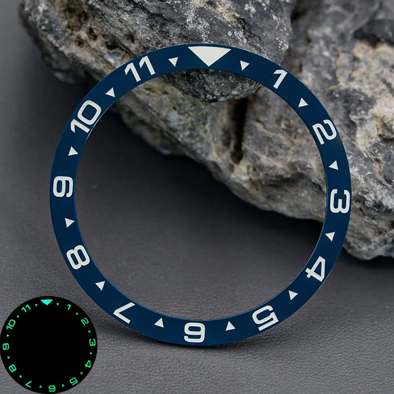 38*31.5mm Flat Ceramic Bezel Insert Bright Luminous 12H Scale Bezel Ring Fit NH35 NH36 Diver Watch Housing