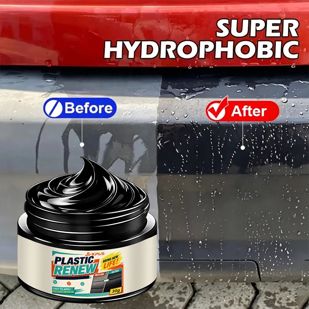 Black Plastic & Leather Restorer, Black High Concentration Paste Lasting Shine Waterproof UV Protection for Car Interior YT2045