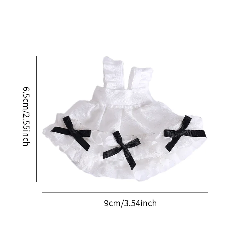 Obitsu 11 Clothes Gothic Lace Maid Tiered Apron Lolita Sweet Dress with Frill Bonnet Hairband Bow Decor Cafe Cosplay Doll Outfit