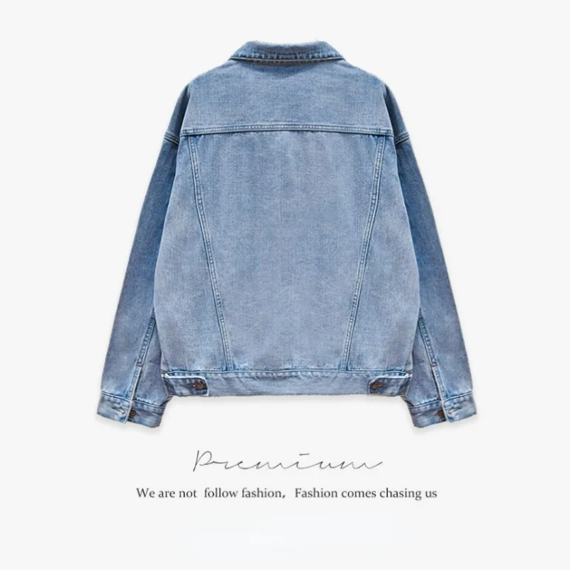 Denim Woman Jacket Winter Oversize Jean Jacket Long Sleeve Turn-down Collar Female Outerwear Fall Loose Korean Fashion Howdfeo