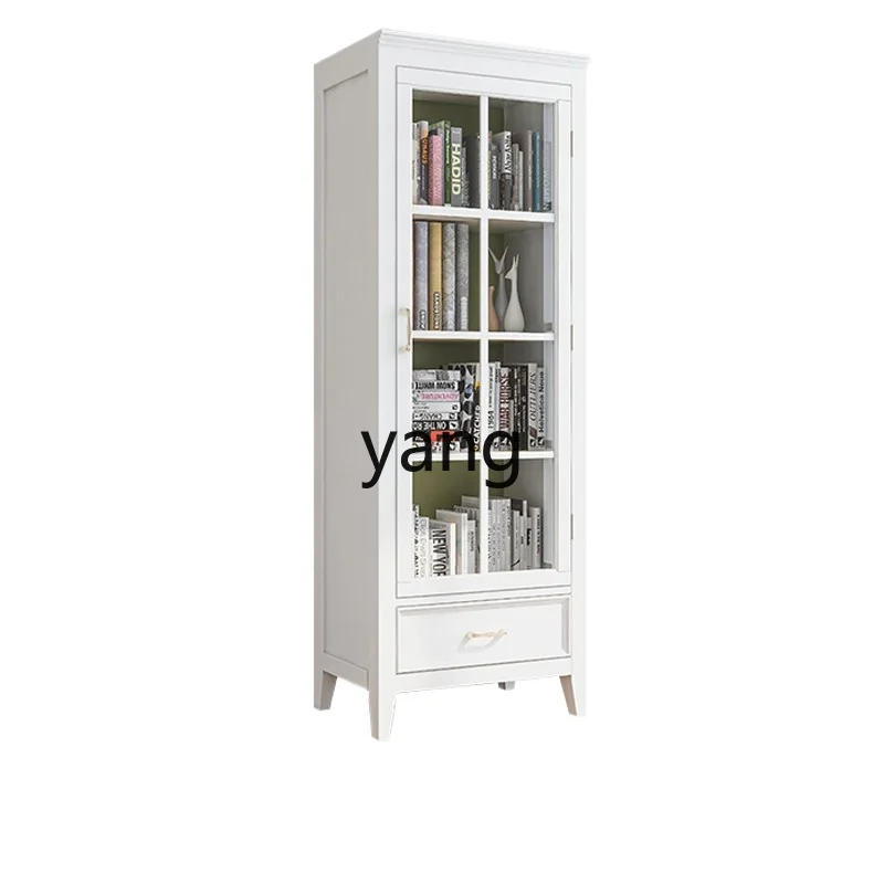 LXL Solid Wood Bookcase Wall Single Door Double Door High Cabinet Combination Modern Display Cabinet with Glass Door