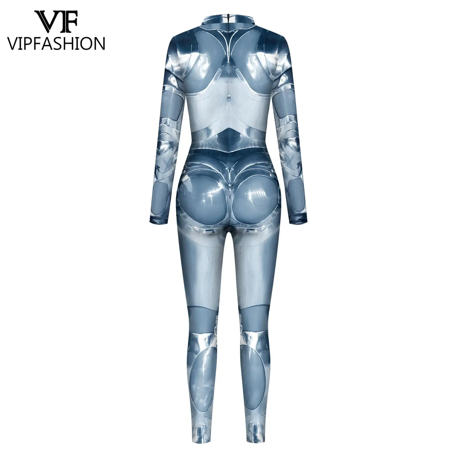 VIP FASHION Punk Robot Zentai Suit donna 3D Digital tuta Sexy body Festival Party Catsuit Fashion Costume Cosplay