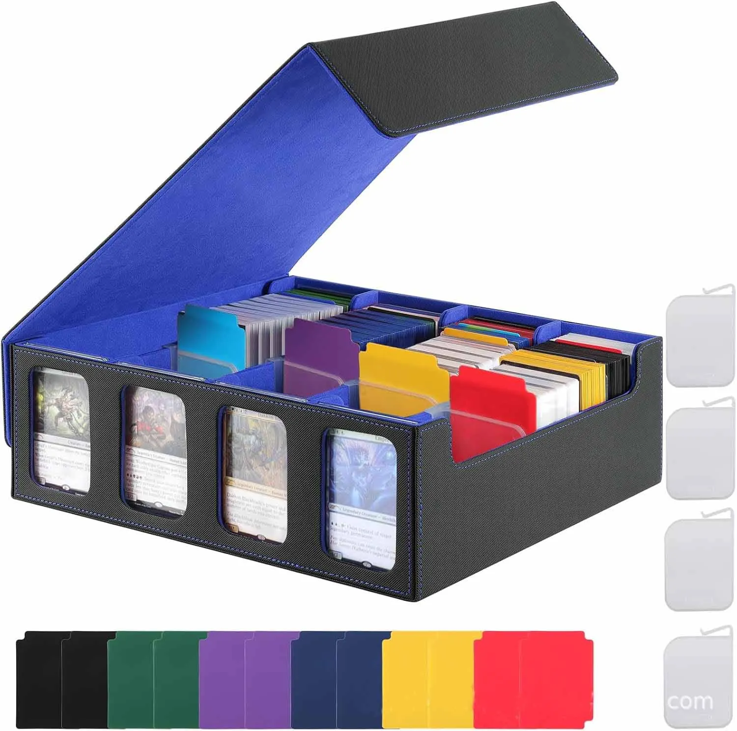 Card Storage Box, Holds 2400+ Single Sleeved Cards, Includes 4 Card Stoppers and 24 Card Dividers, Suitable for TCG Trading Card