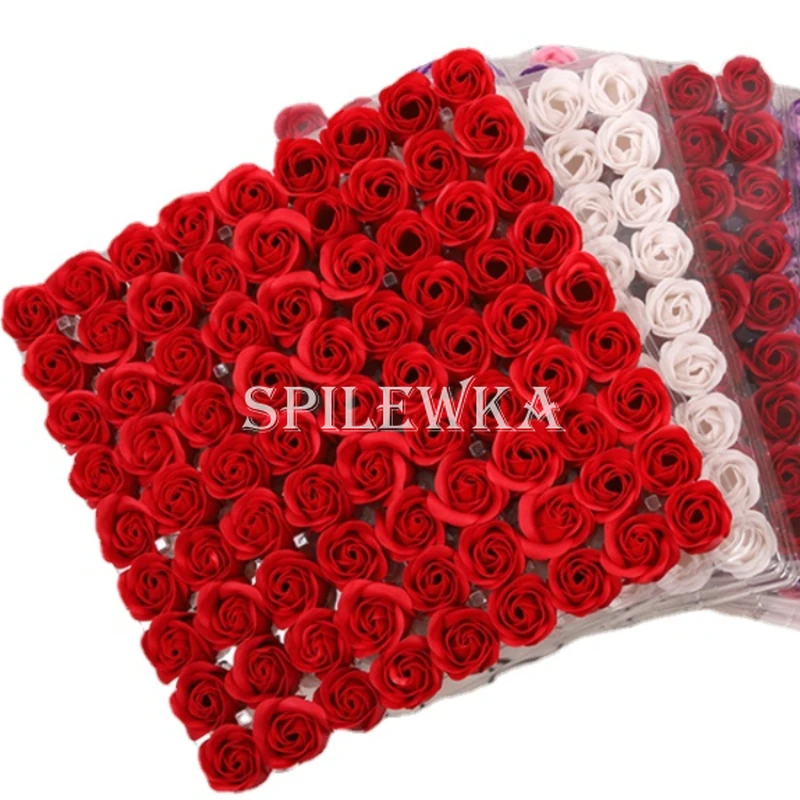 54/81pcs 3.5x4cm Soap Flower 3 Layer Artificial Flower Roses Heads No Flower Base Decor Gift Box for Birthday Wedding Christmas