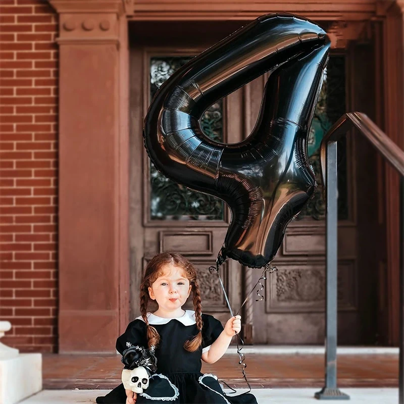 38pcs Black Number Foil Balloons Happy Birthday Party Decorations Kids Adult Boy Girl 10 11 14 15 25 30 35 40 50 60 70 Year Old