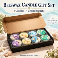 Set de Regalo de 8 Velas Aromáticas de Cera de Soja, 4 Estilos Inspirados en el Océano, Velas Decorativas en Lata para el Hogar, Bodas y Regalos Navideños