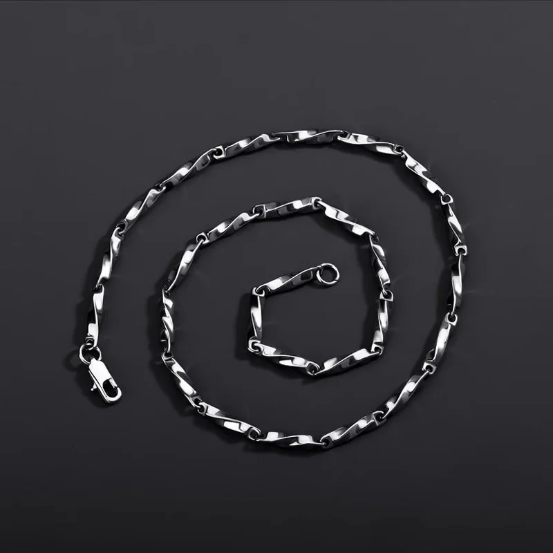 New Trendy Hip Hop 3mm Mobius Stainless Steel Chain ClavicleNecklace For Men Women Jewelry Accessories 50/55/60CM Long Chains