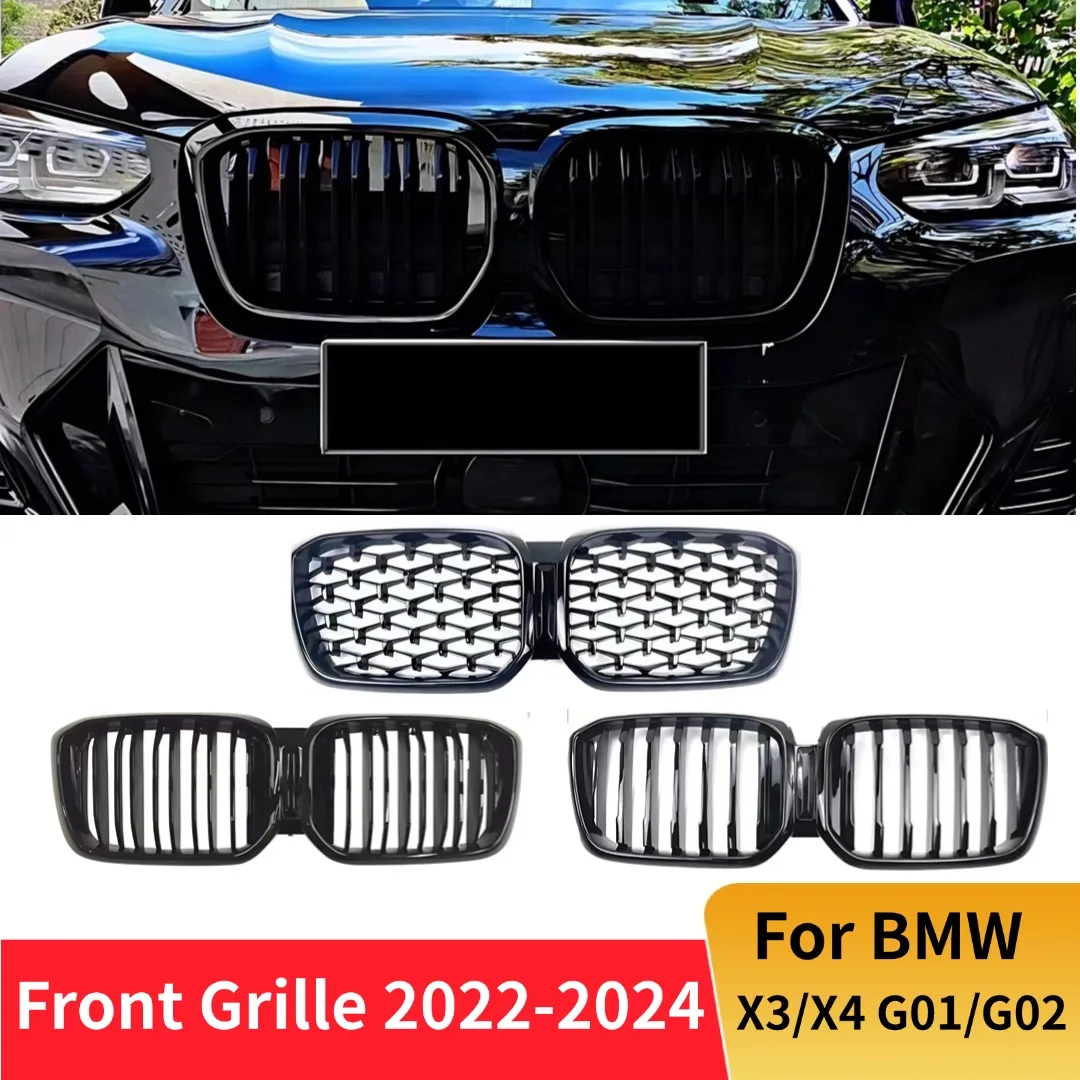 

Front Mask Grid Bumper Kidney Grille Inlet Hood Mesh Grill Body Kit Facelift Tuning Accessories For BMW X3 X4 G01 G02 2022-2024