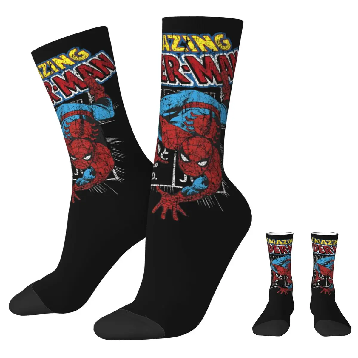 The Amazing Spider-Man Socks Men Women Polyester Casual Vintage Comic Socks Harajuku Spring Autumn Winter Middle Tube