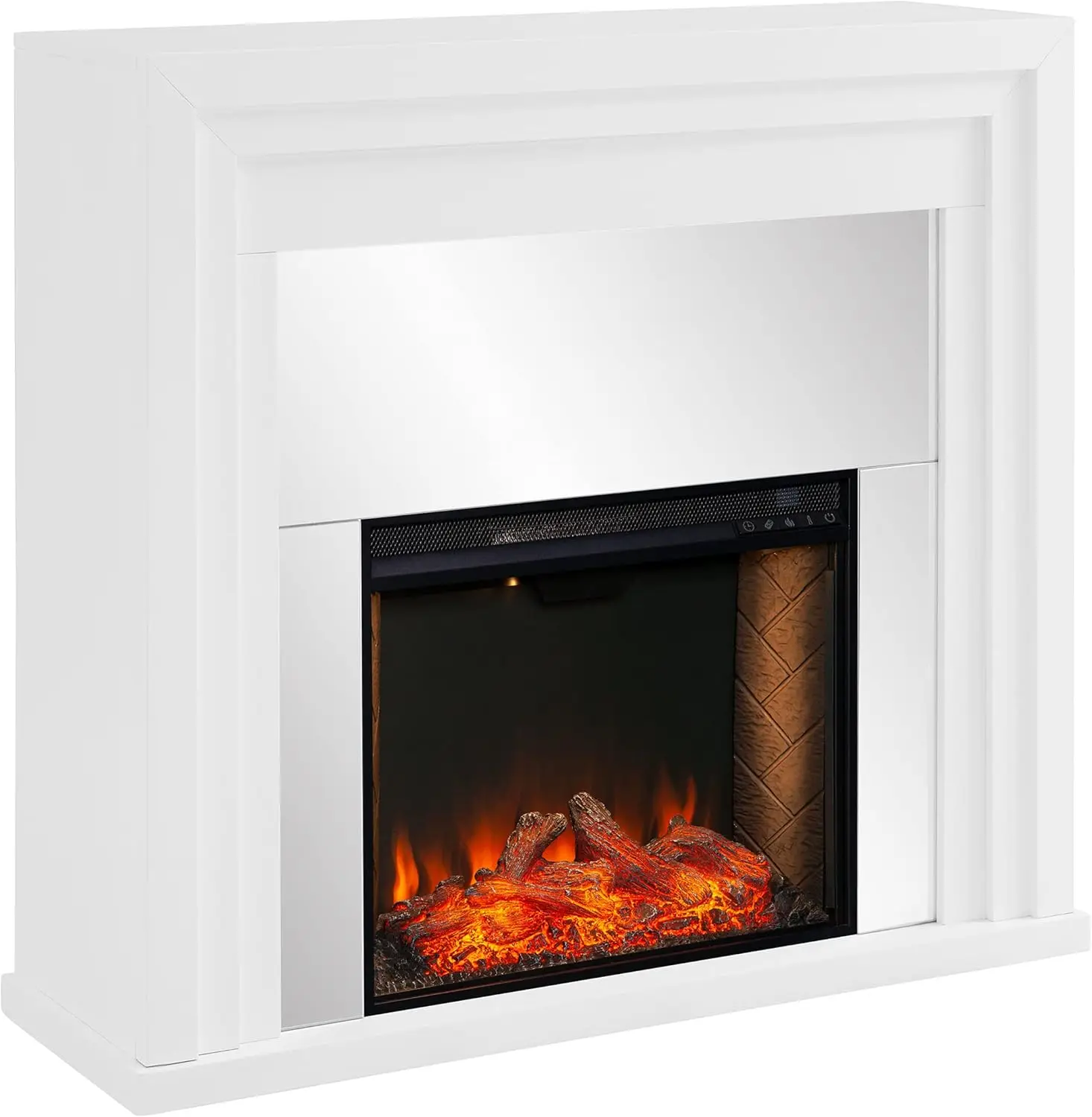Stadderly Mirrored Alexa-Enabled Electric Fireplace, White