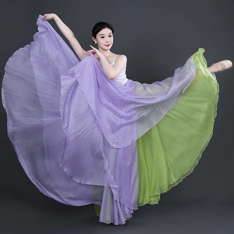 Classical Dance Skirt Women Chinese Style 900D Chiffon Flowy Swing Practice Performance Outfit National Hanfu Dancewear Clothing