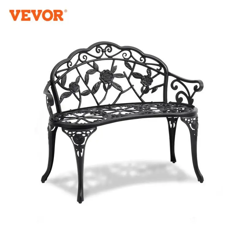 VEVOR Outdoor Bench Wooden Metal Garden Bench for Outdoors 480 lbs Load Capacity Bench Outdoor Garden Park Bench