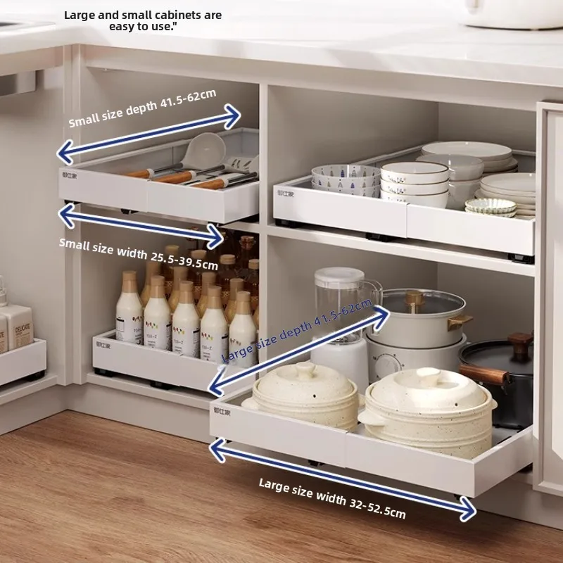 Four‑Sided Telescopic Basket, Deep Cabinet Pull‑Out Organizer, Slide‑Out Shelf, Drawer‑Style Telescoping Rack For Pantry Nea
