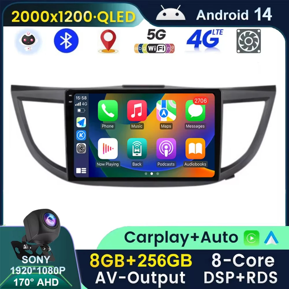 Android 14 Car Radio For HONDA CR-V CRV 2012 2013 2014 2015 2016 Multimedia 4G WIFI Video Player GPS Navigation Carplay Headunit