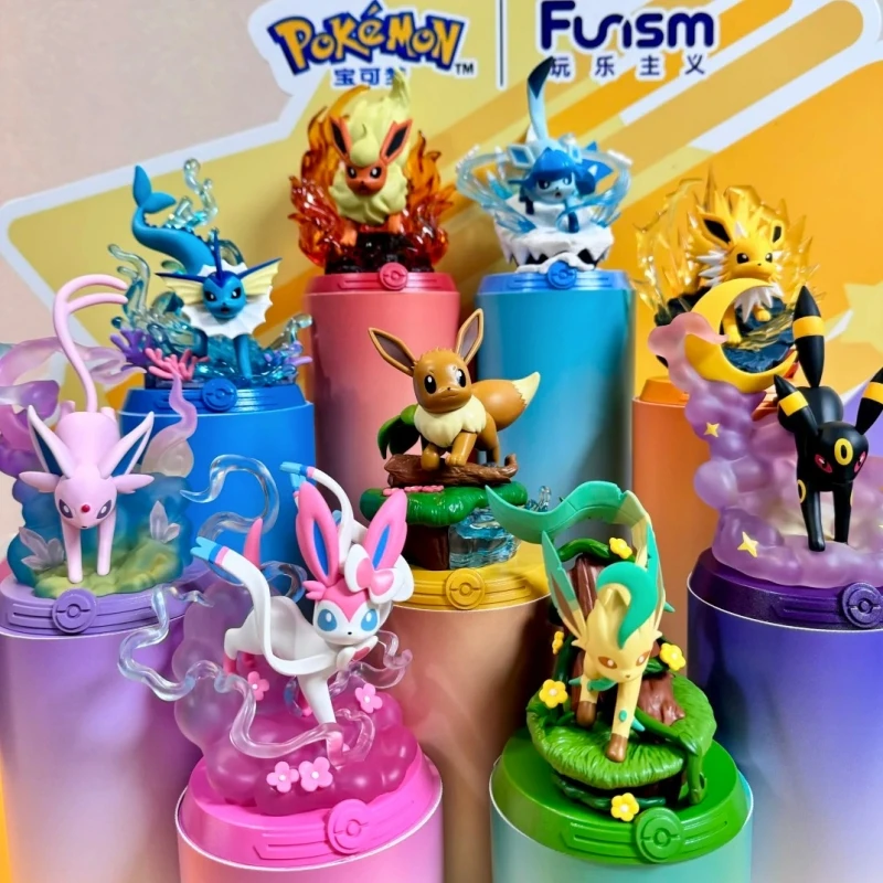 

Funism Pokemon Original Adventure Eevee Family Suit Blind Box Flareon Espeon Sylveon Action Figure Collection Model Toy Gifts