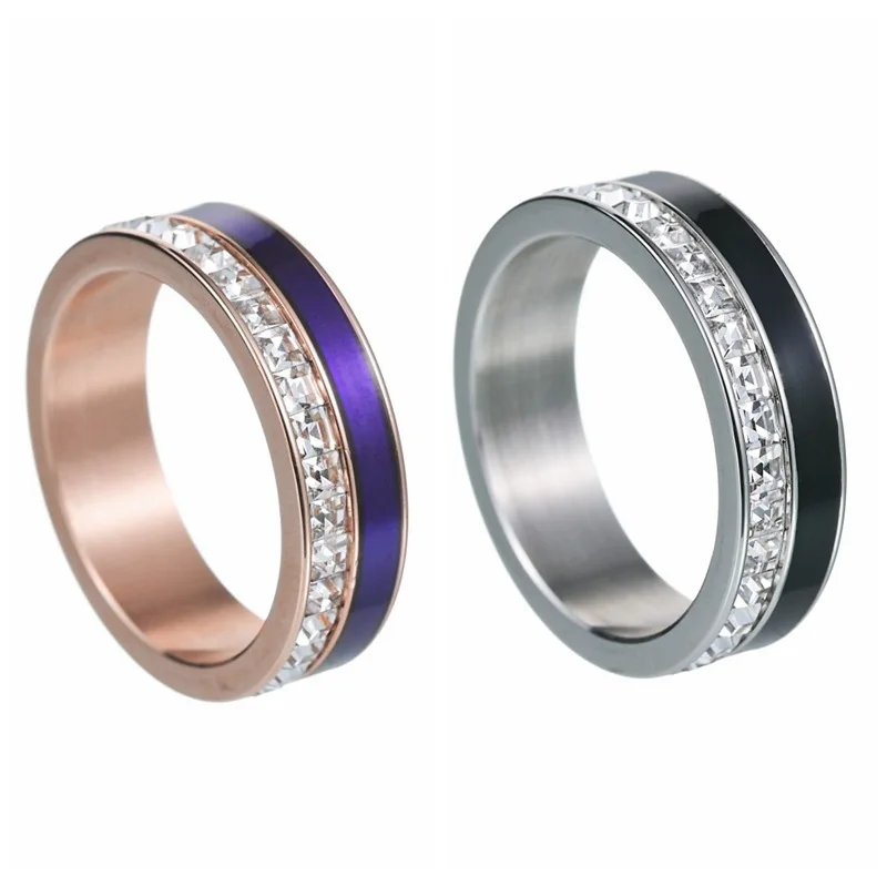 

Unisex Titanium Steel Rings For Men Women Purple Black Oil Drop Couple Jewelry Accessories Wholesale Size 6-11