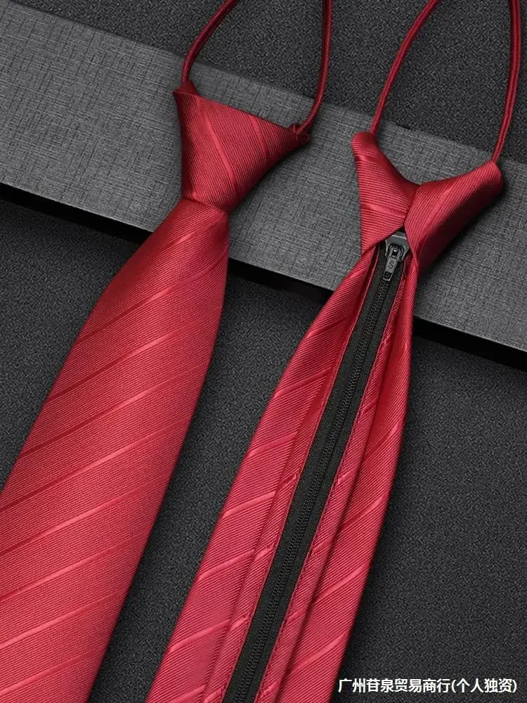 red-tie-wedding-groom-dress-zipper-free-tie-men's-suit-tie-men's-luxury-wine-red