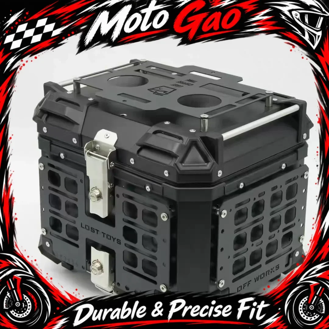YNYA Universal motorcycle trunk expansion kit with tactical panel mounting tools, camping equipment, coffee cup holder