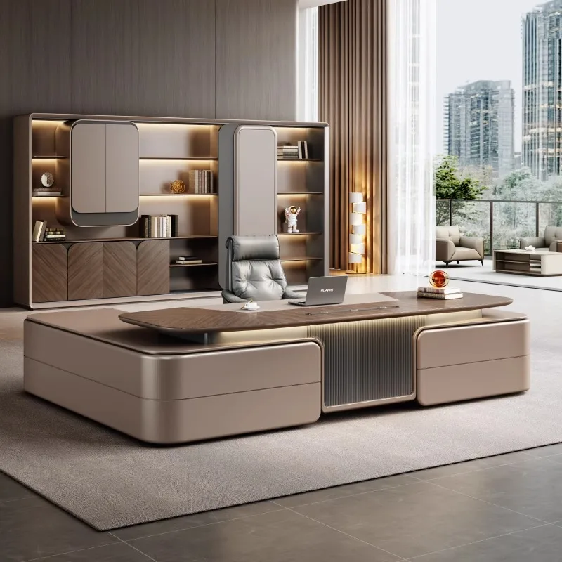 

Modern MDF Executive Luxury Office Desk Custom Factory Designed for Boss CEO for Home Apartment School or Hospital Use