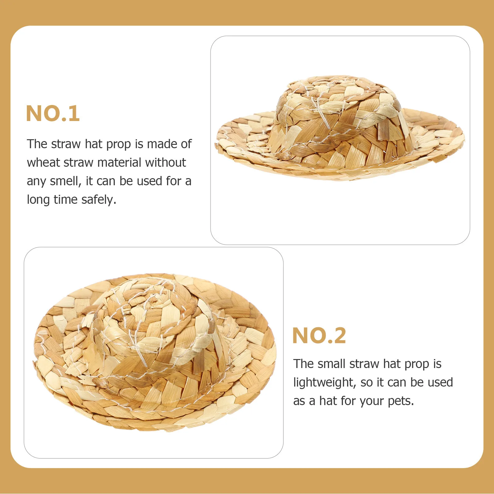 

12pcs Mini Straw Hat Prop Small Woven Craft Hats For Kids Photo Props Decorative Accessories Diy Ornaments For Pets