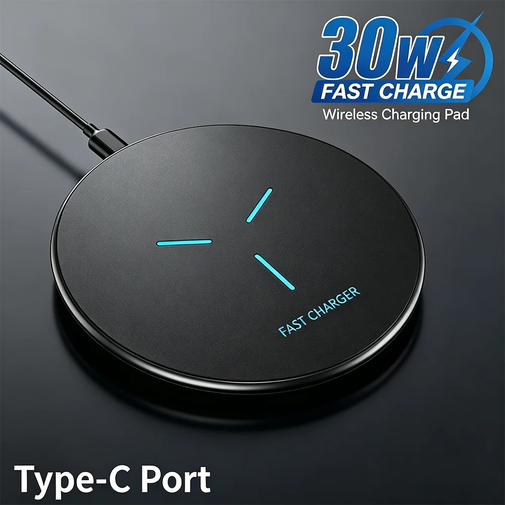 Wireless Charger Pad Induction Fast Wireless Charging Station For iPhone 17 16 15 14 13 12 Pro Max Samsung Xiaomi Oppo Huawei